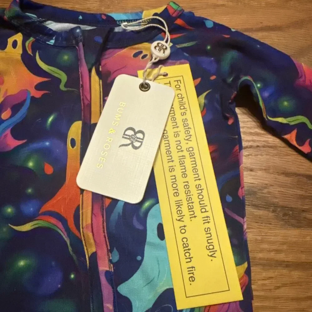 Bums & Roses 3-6 Month Convertible Romper Drop It Like It's Haunt Ghosts NWT